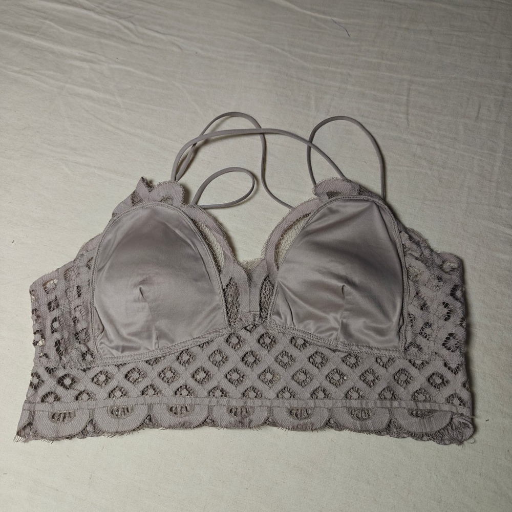 Zenana Floral Lace Bralette Ash Mocha Longline Removable Pads boho 3X - Picture 4 of 10